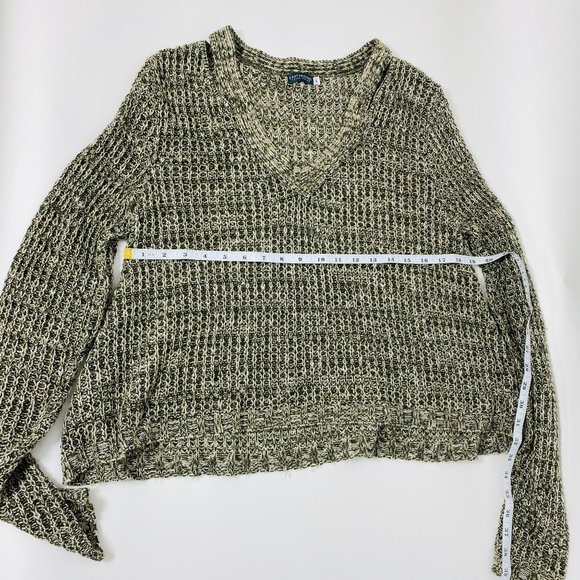 Earthbound Trading Co Cropped Top Green Marled Sweater Size Large - Picture 5 of 5